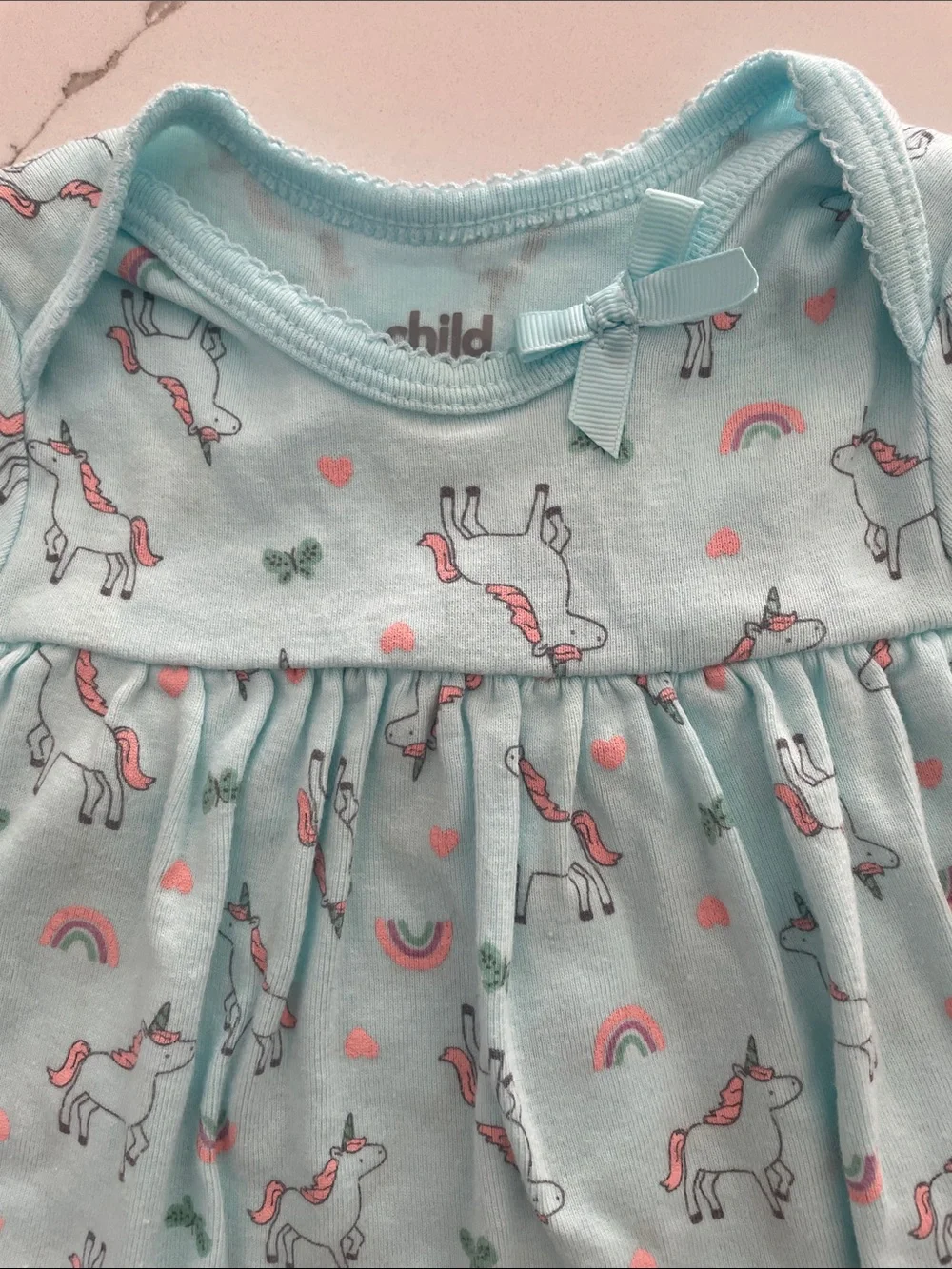 Unicorn Print Baby Dress Bodysuit